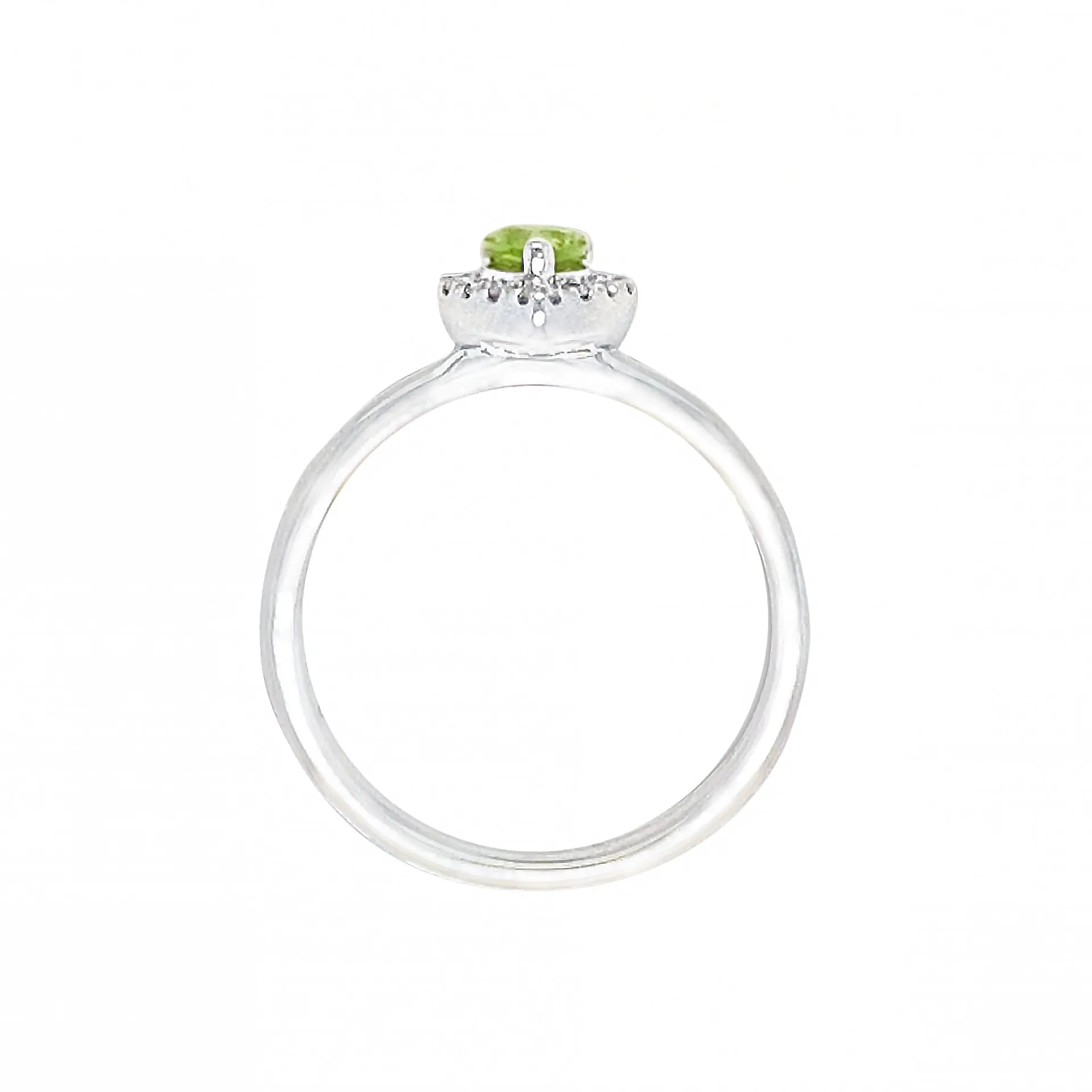 9ct White Gold Halo Peridot Ring