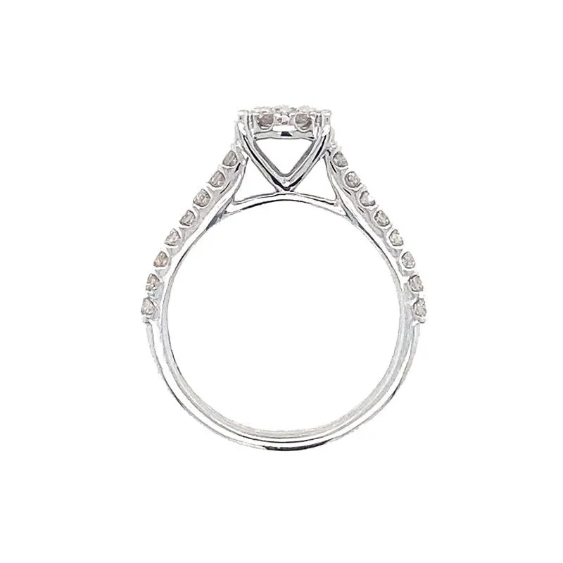 9K White Gold Diamond Cluster Ring