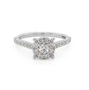 9K White Gold Diamond Cluster Ring