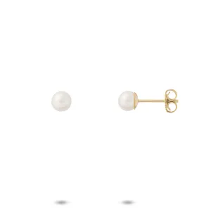 Akoya White Pearl Earrings in Gold - 4.5-5mm