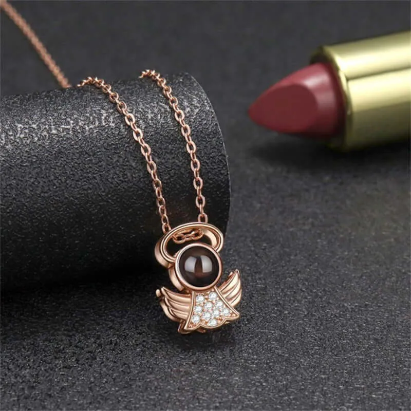 Angel Wings Projection Necklace with Picture Inside