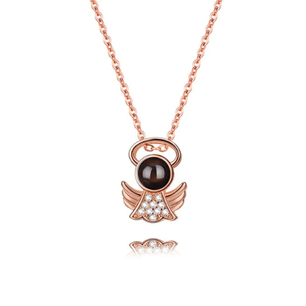 Angel Wings Projection Necklace with Picture Inside