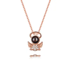 Angel Wings Projection Necklace with Picture Inside