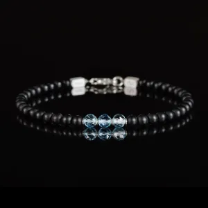 Aquamarine - Matte Black Onyx Bracelet 3 carat (4-5.5mm)