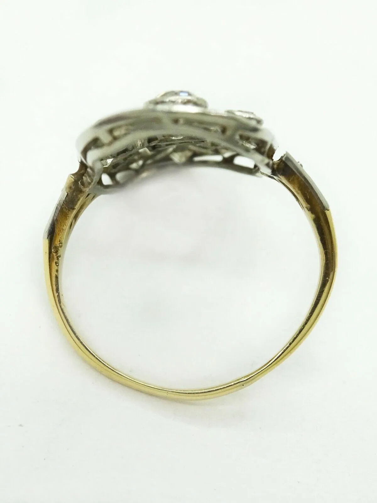Art Deco 1.13ct tw Old Euro Natural Diamond Filigree Ring Platinum 14k Size 5