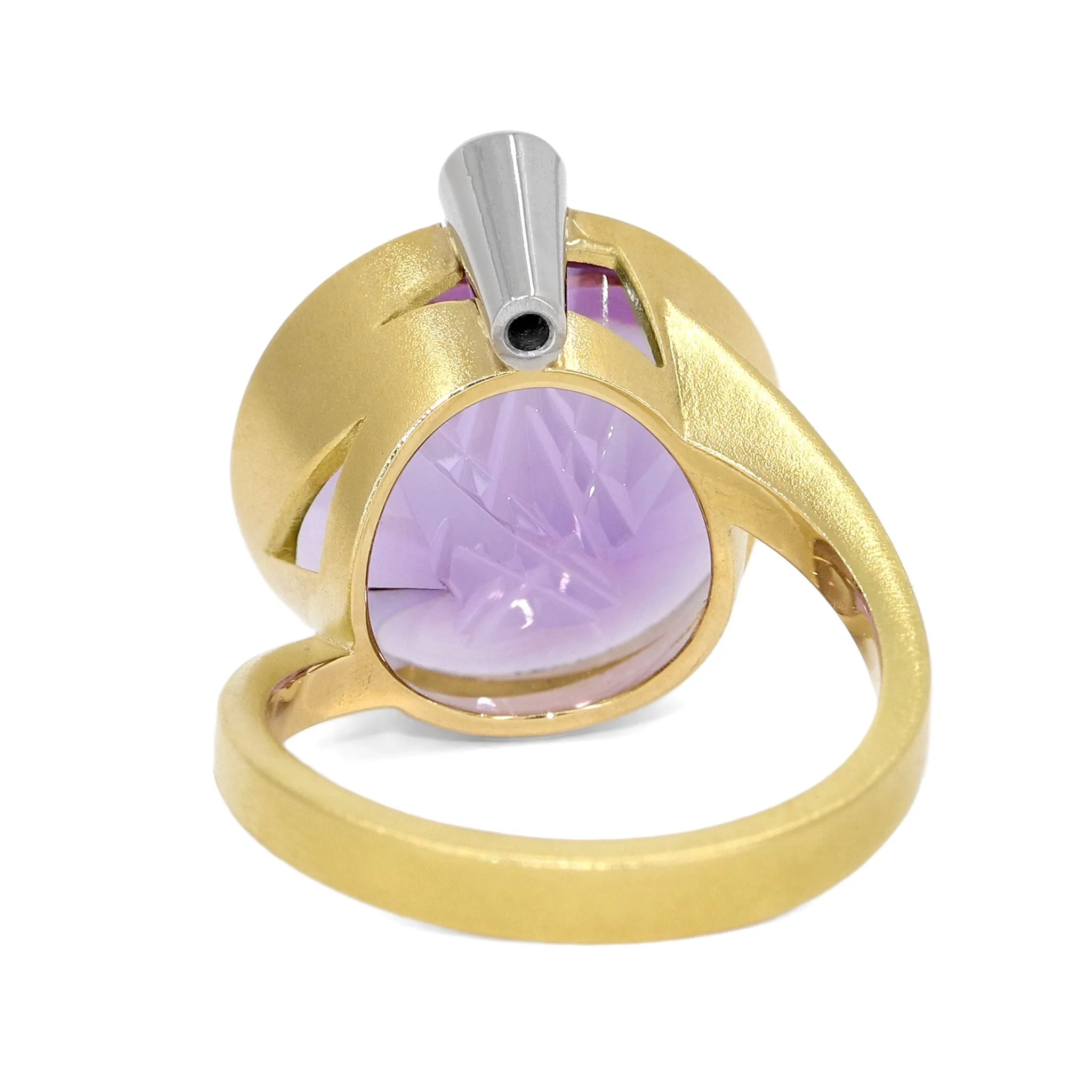Atelier Munsteiner Amethyst Diamond Hand-Carved Gold Ring