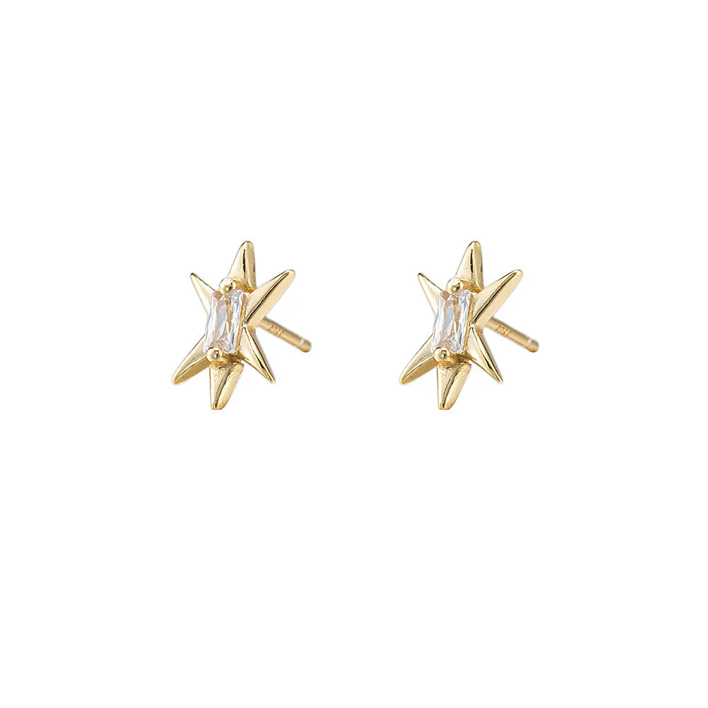 Baguette North Star Stud Earrings