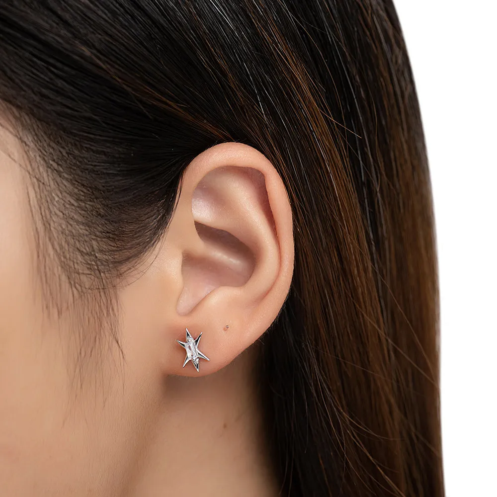 Baguette North Star Stud Earrings