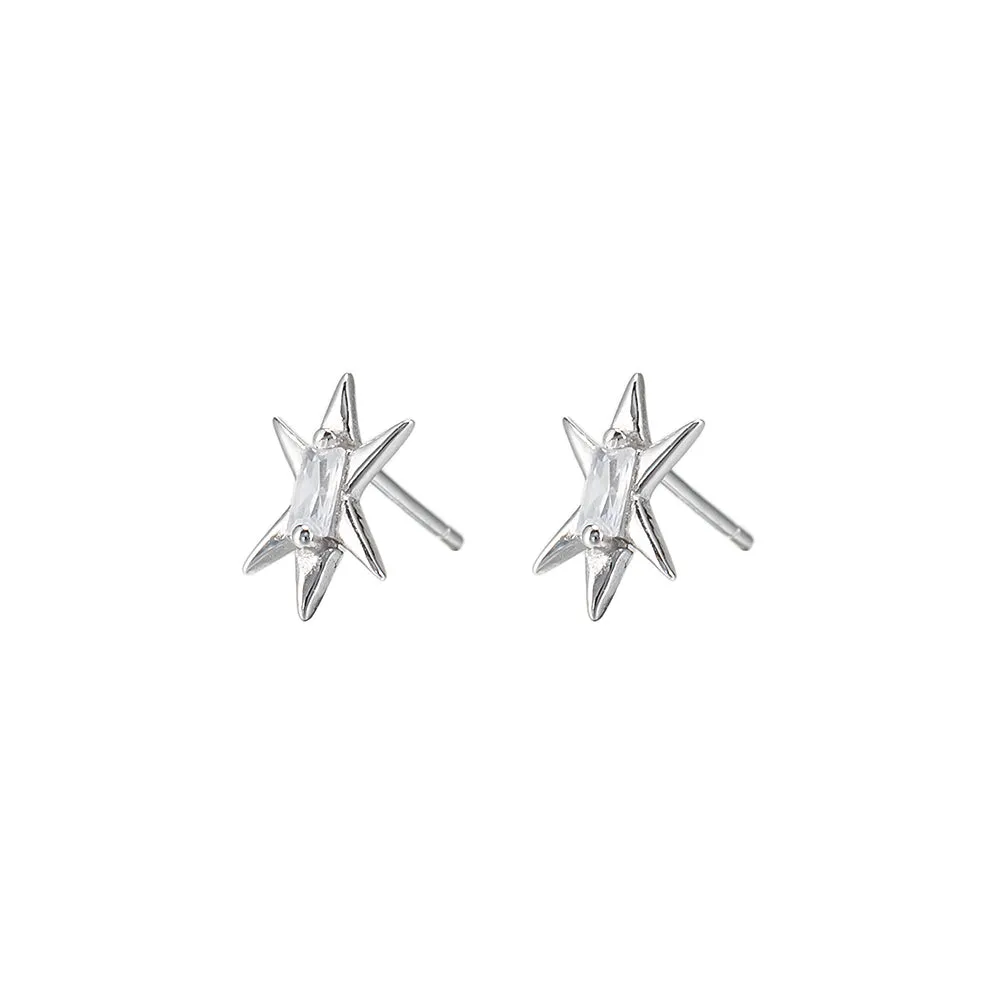 Baguette North Star Stud Earrings