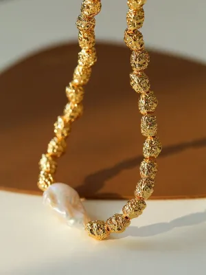 Baroque Lava Metal Series Single Baroque Pearl Necklaces