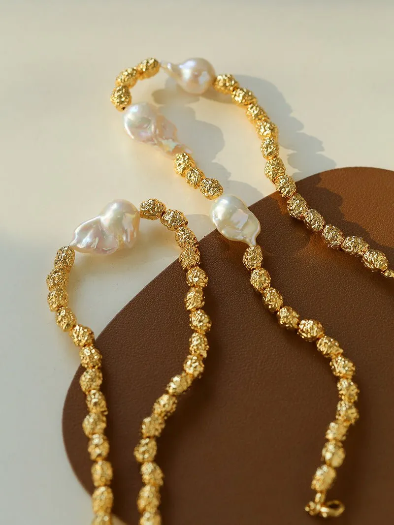 Baroque Lava Metal Series Single Baroque Pearl Necklaces