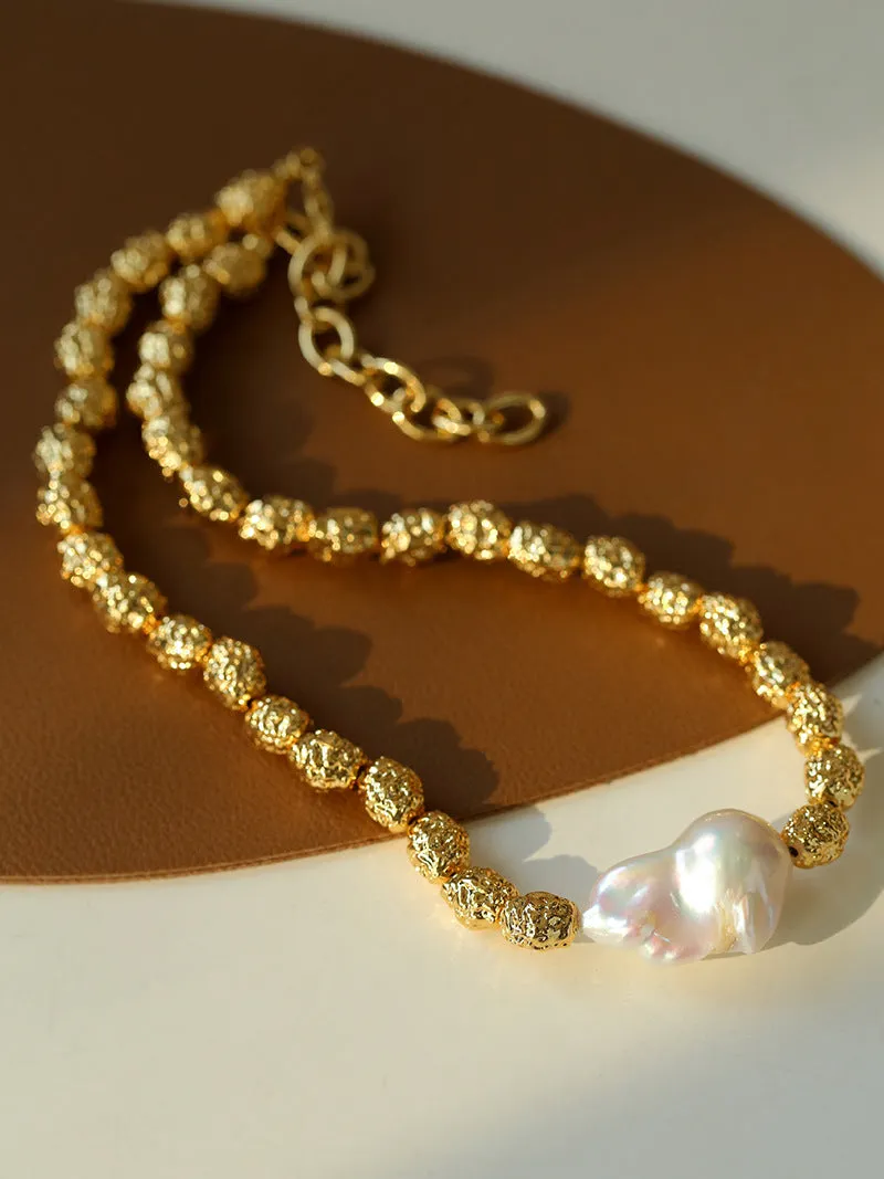 Baroque Lava Metal Series Single Baroque Pearl Necklaces