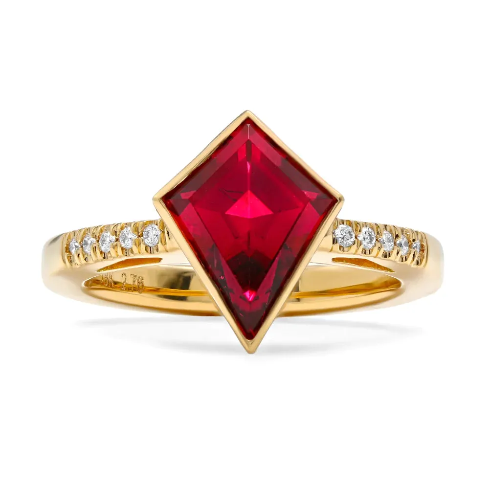Bezeled Kite Rubellite Ring