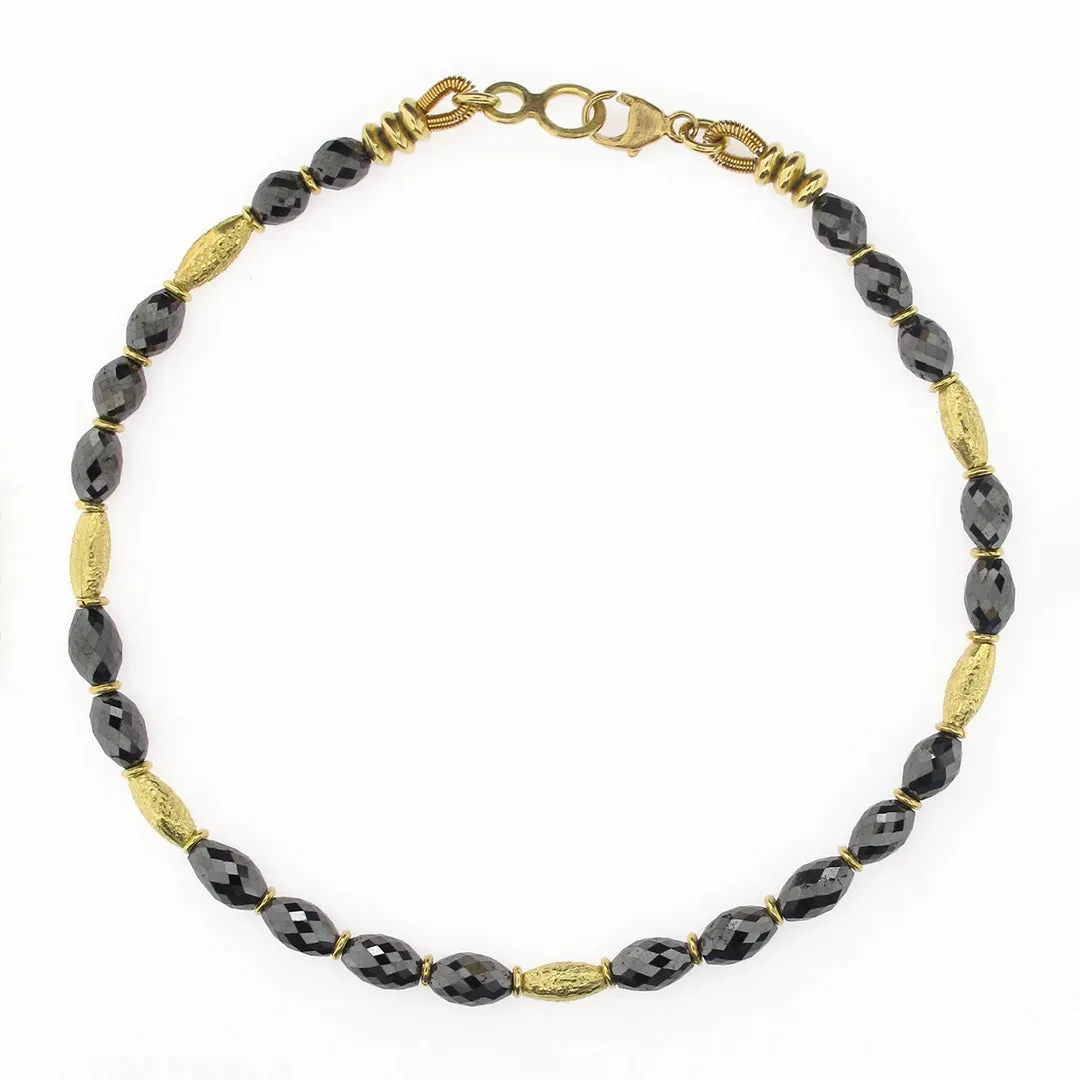 Black Diamond Oval Bead Bracelet