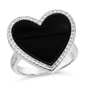 Black Onyx Heart Shaped Ring