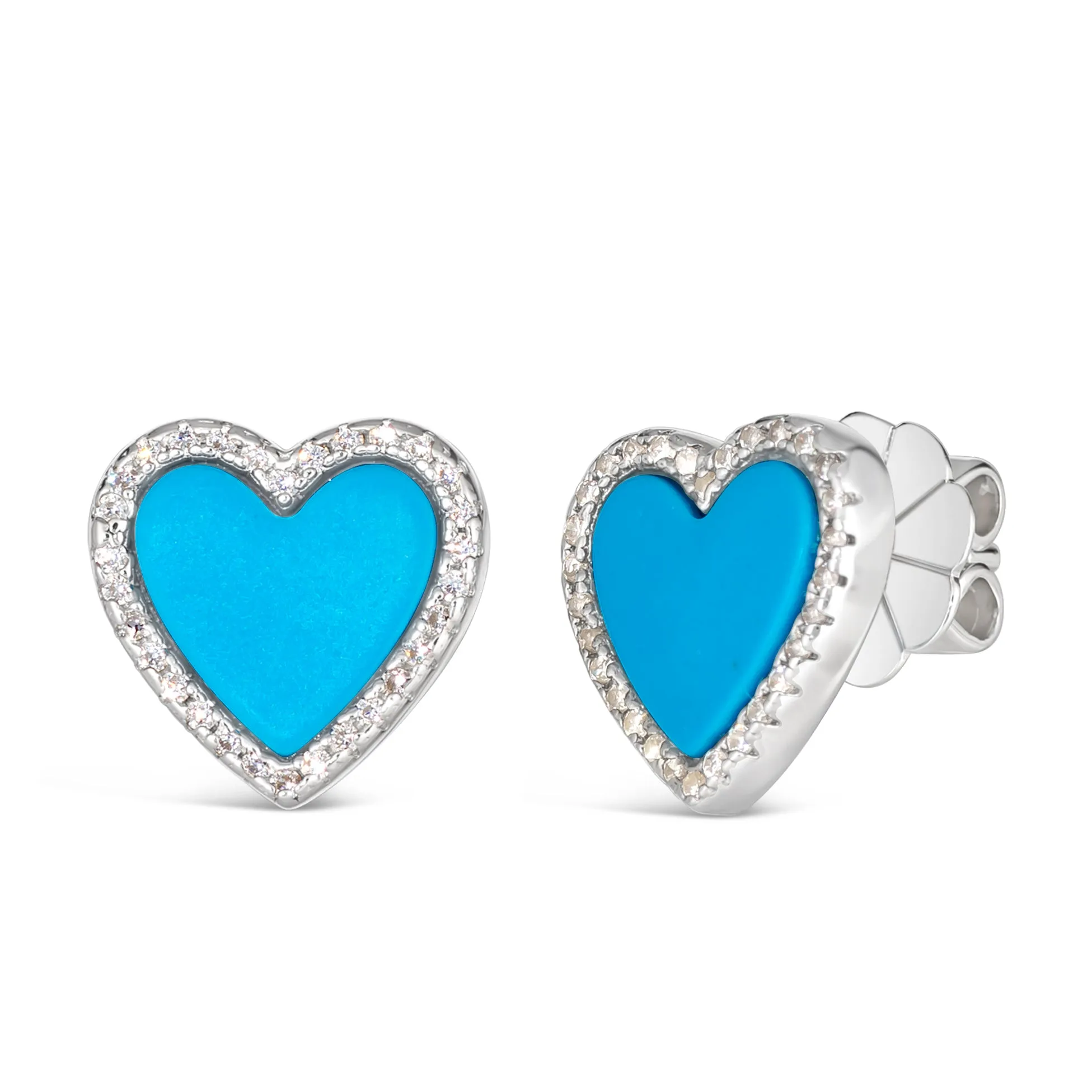 Blue Turquoise Heart Shaped Earring Studs