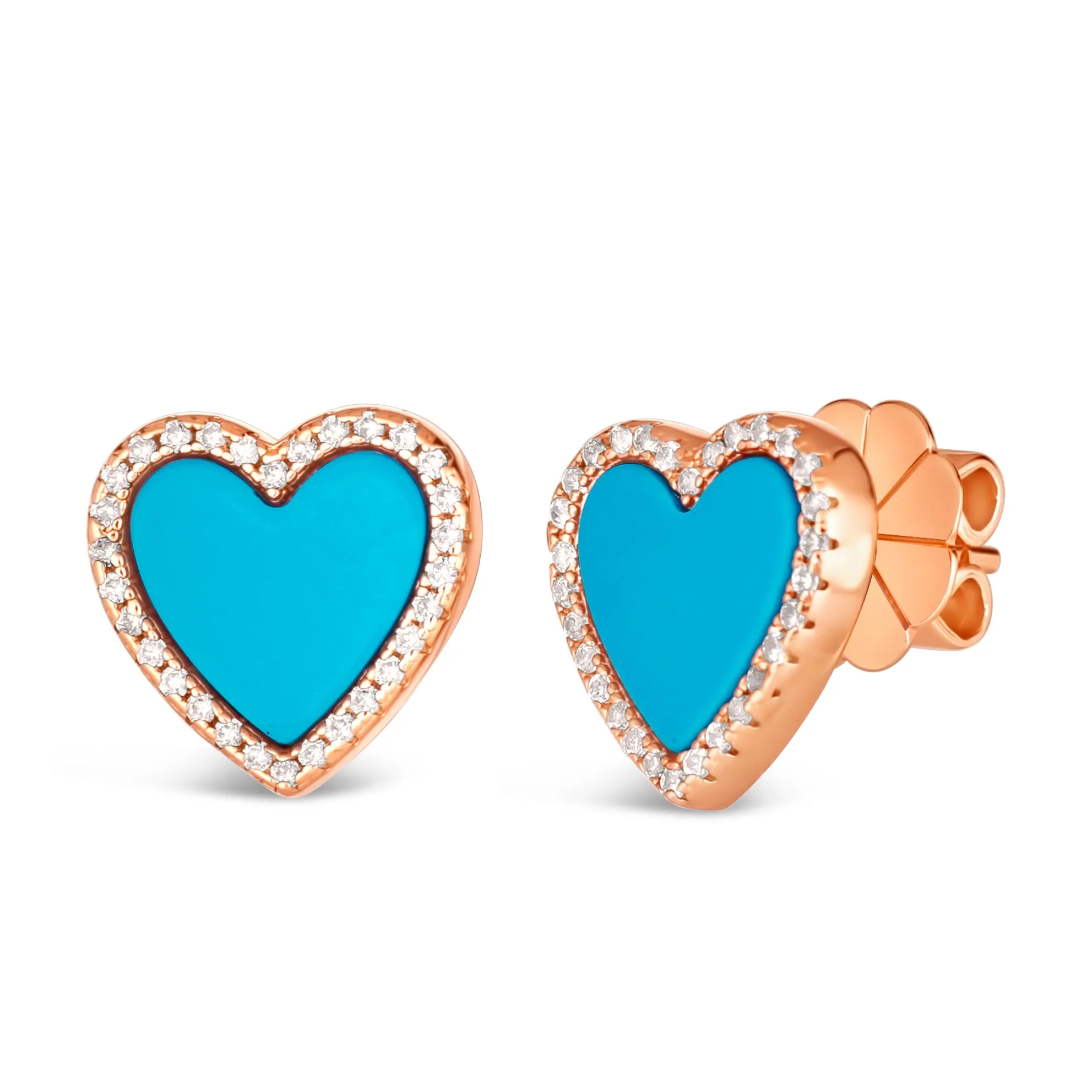 Blue Turquoise Heart Shaped Earring Studs