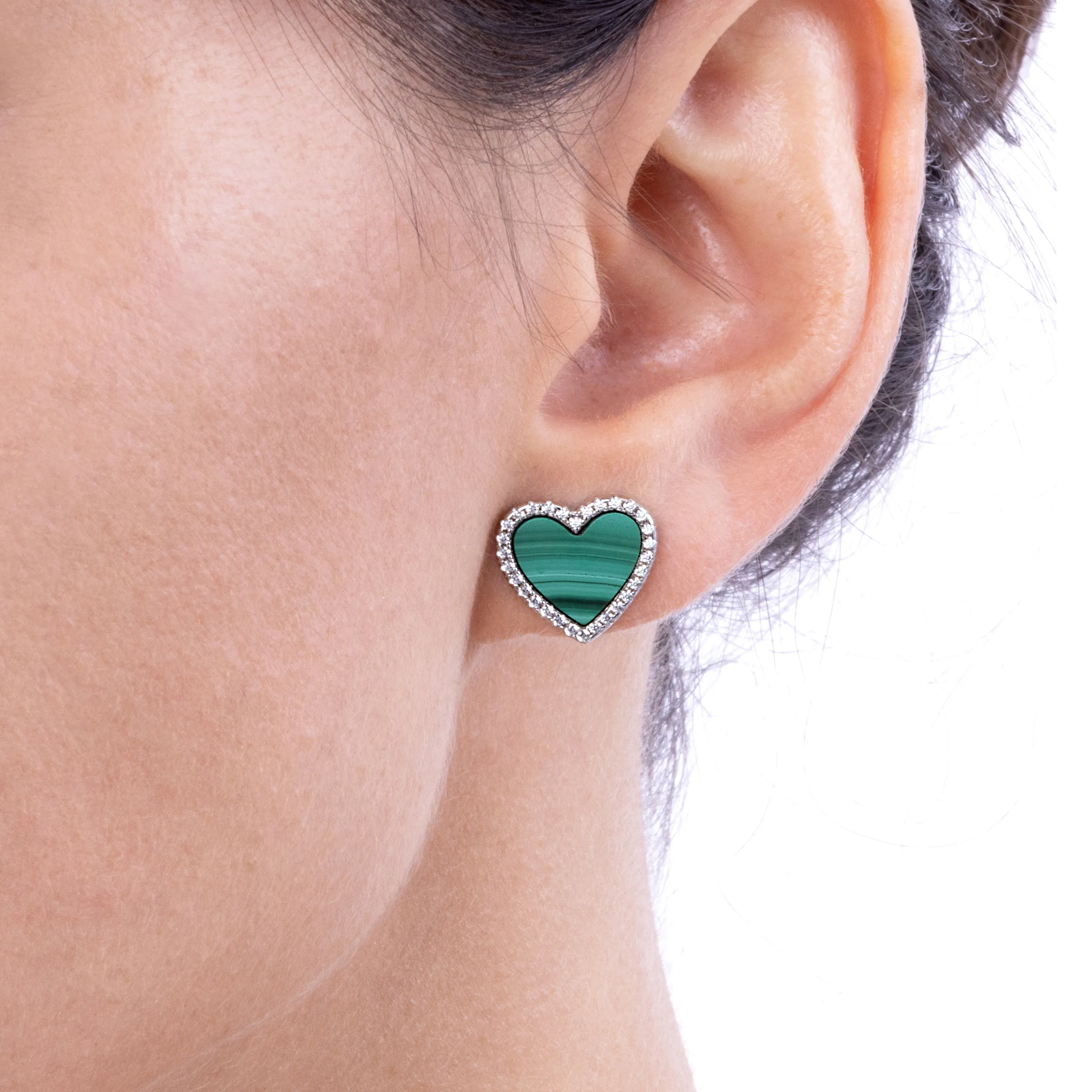 Blue Turquoise Heart Shaped Earring Studs
