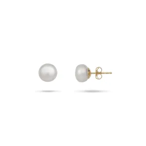 Button Freshwater Pearl Earrings in Gold - 8-9mm