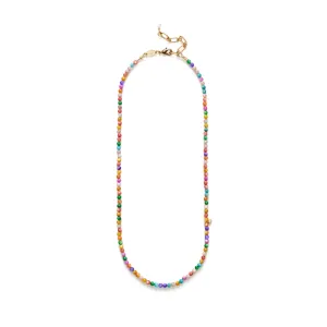 Carnival Gold Plated Necklace w. Mixed Coloured Beads