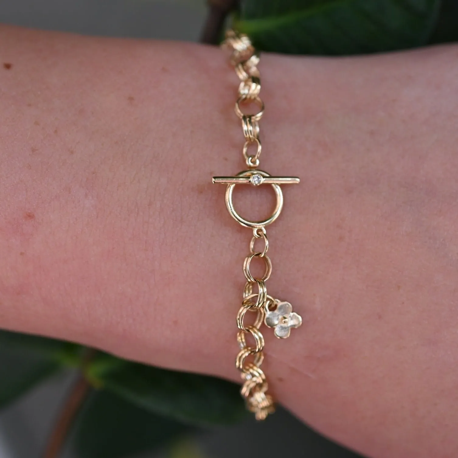 Charm Bracelet with Small Diamond Toggle