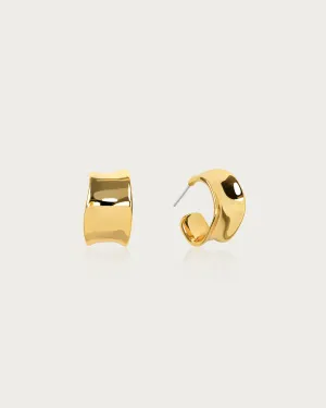Chunky Flowy Hoop Earrings in Gold