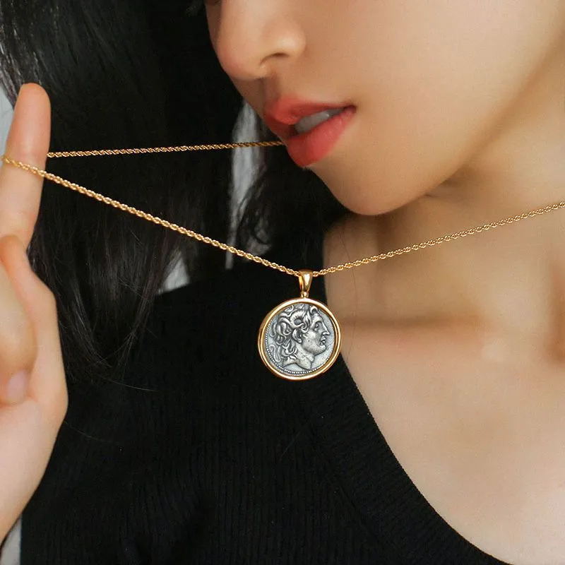 Classic Alexander Silver Coin Plus Necklace - Gold