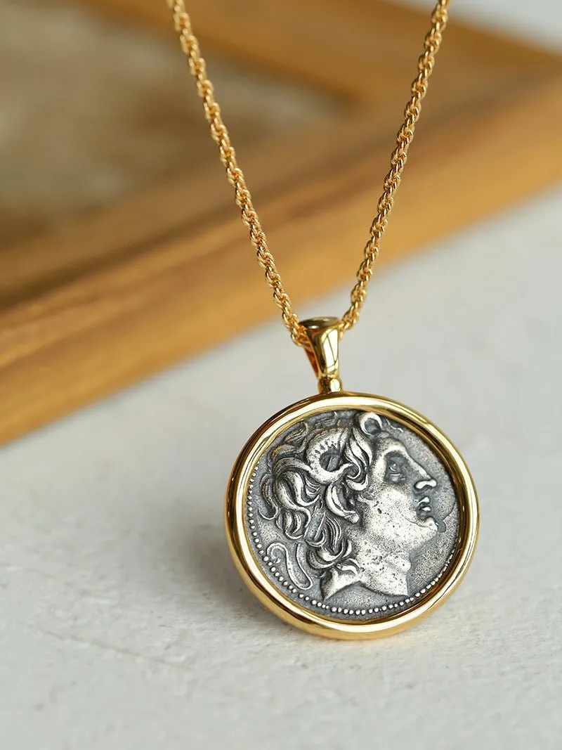 Classic Alexander Silver Coin Plus Necklace - Gold