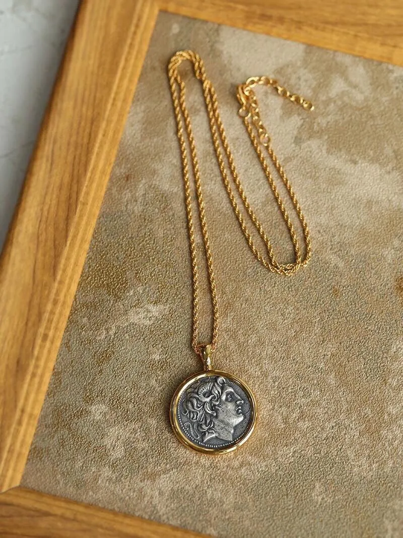 Classic Alexander Silver Coin Plus Necklace - Gold