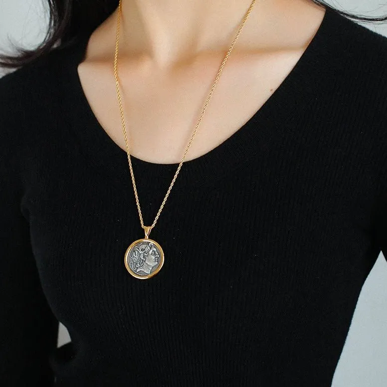 Classic Alexander Silver Coin Plus Necklace - Gold