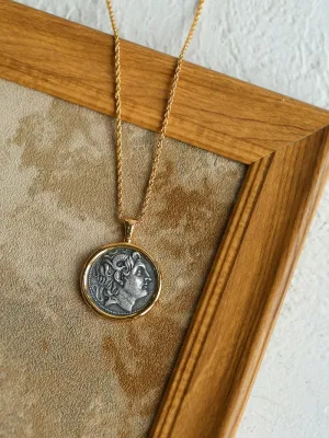 Classic Alexander Silver Coin Plus Necklace - Gold