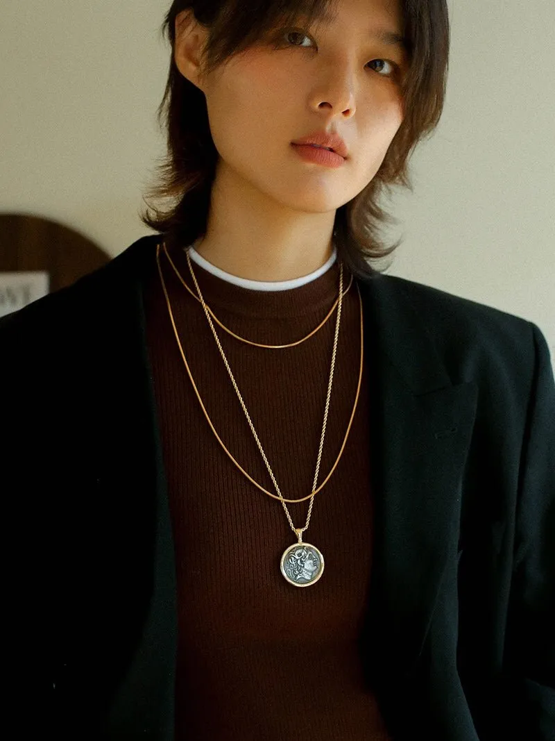 Classic Alexander Silver Coin Plus Necklace - Gold