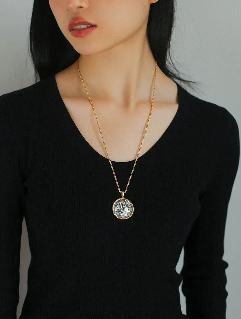 Classic Alexander Silver Coin Plus Necklace - Gold