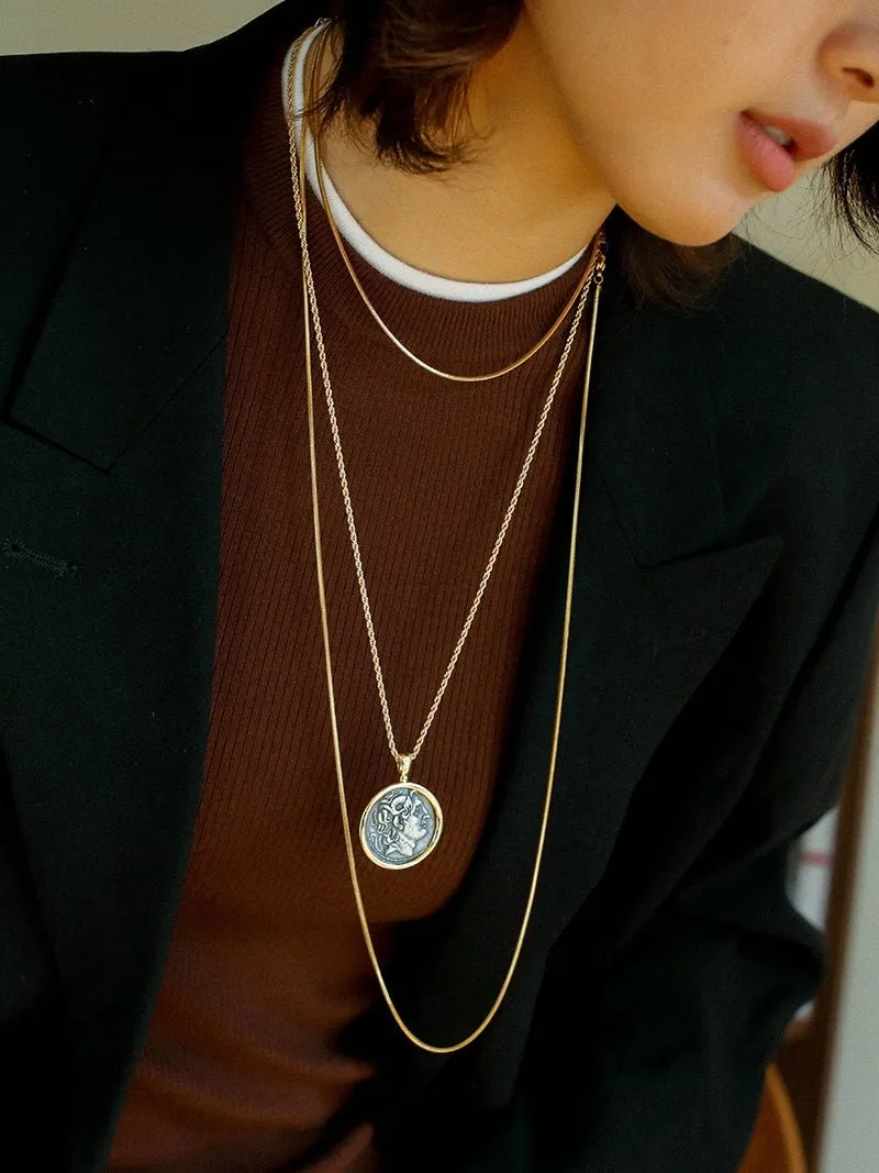 Classic Alexander Silver Coin Plus Necklace - Gold