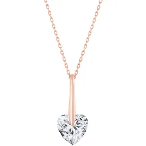 Classic Women's Necklace - Rose Gold Plated Sterling Silver 10mm Heart CZ | M-6779-RG