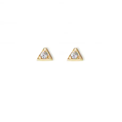 Cl??o Triangle Studs  - Gold & Diamond