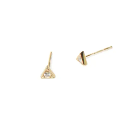 Cl??o Triangle Studs  - Gold & Diamond
