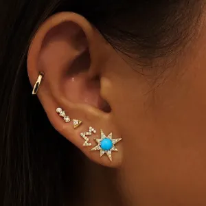 Cl??o Triangle Studs  - Gold & Diamond