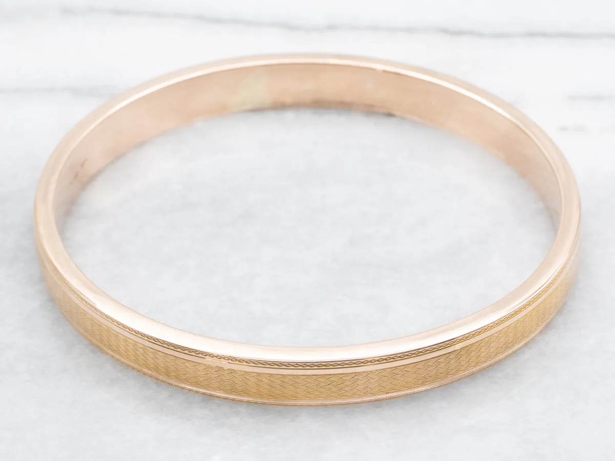 Crosshatched Gold Patterned Bangle Bracelet