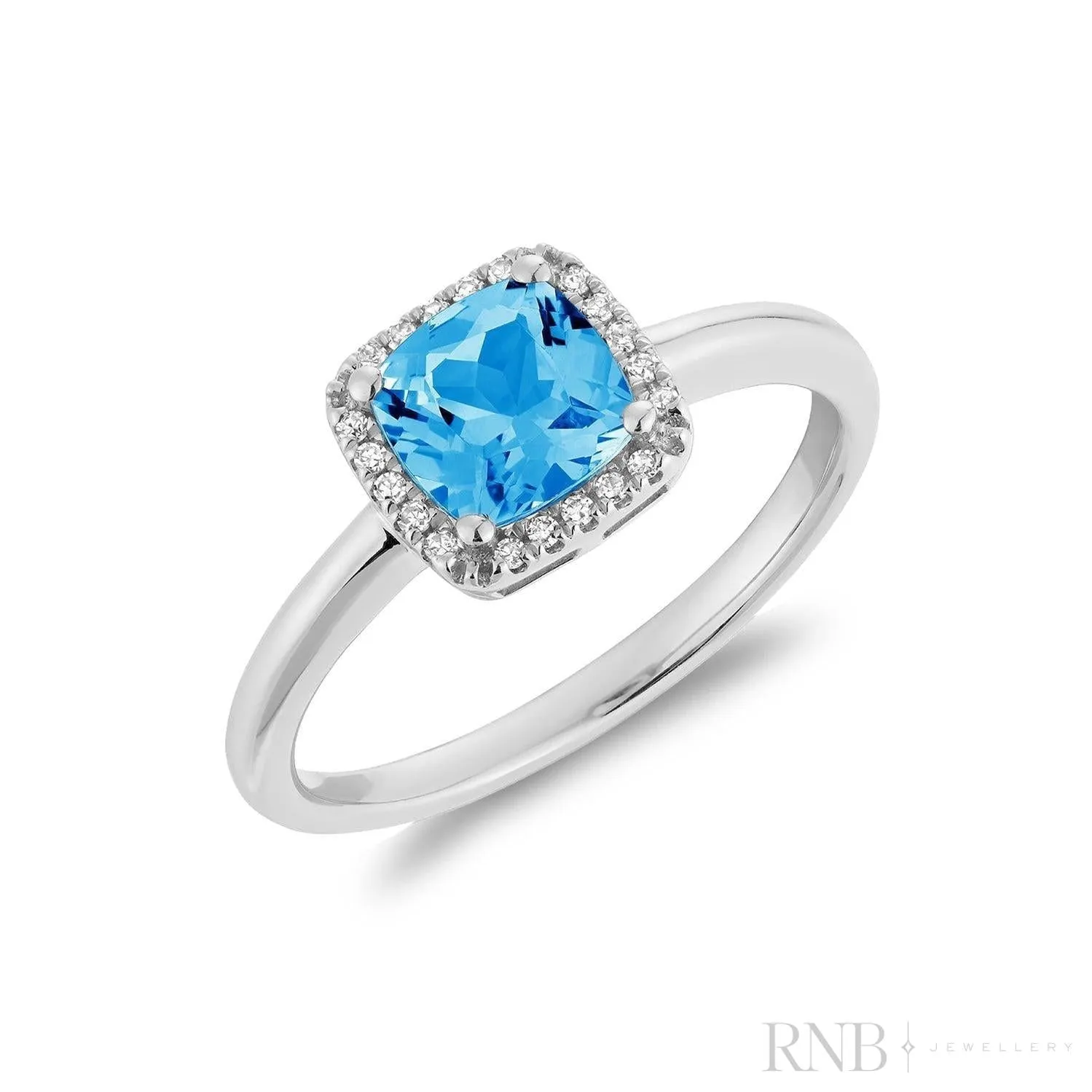 Cushion Halo Color Stone Diamond Ring
