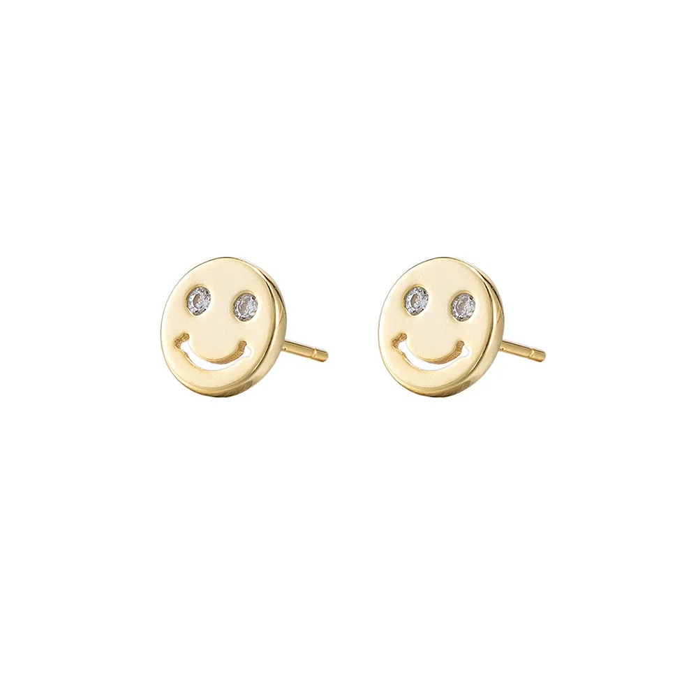 CZ Eyes Smiley Face Earrings