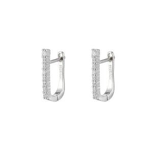 CZ Rectangle Hoop Earrings