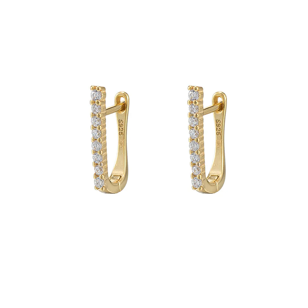CZ Rectangle Hoop Earrings