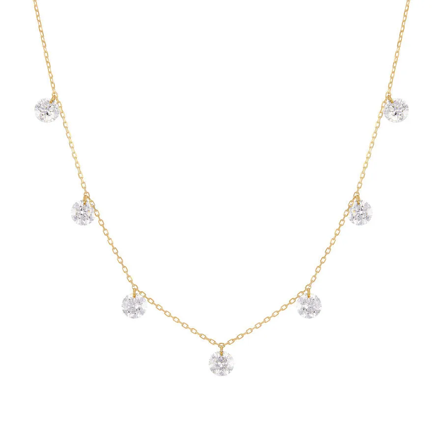 Dana?? hanging 18K Gold, Whitegold or Rosegold Necklace w. 7 Diamonds