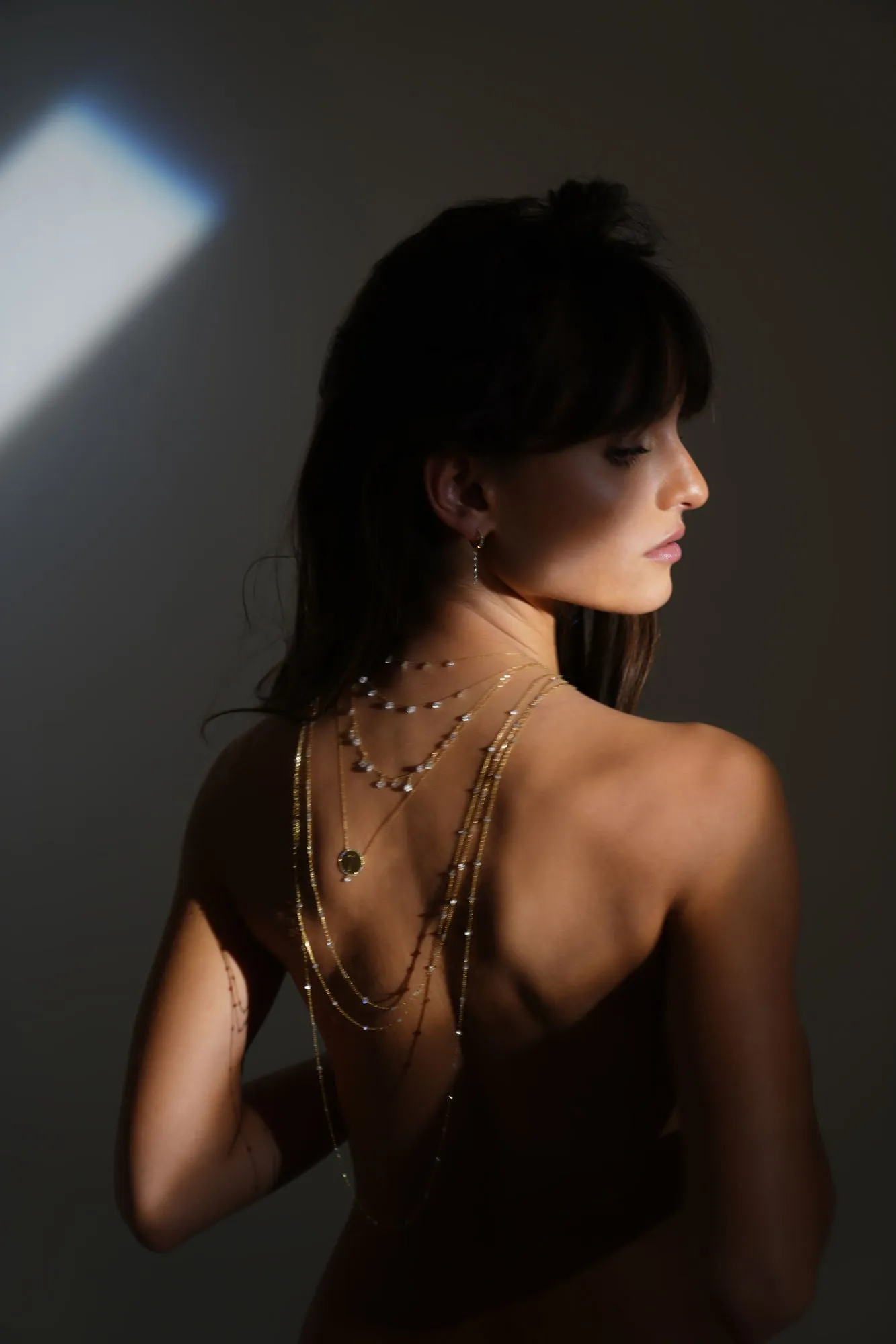 Dana?? hanging 18K Gold, Whitegold or Rosegold Necklace w. 7 Diamonds