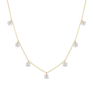 Dana?? hanging 18K Gold, Whitegold or Rosegold Necklace w. 7 Diamonds
