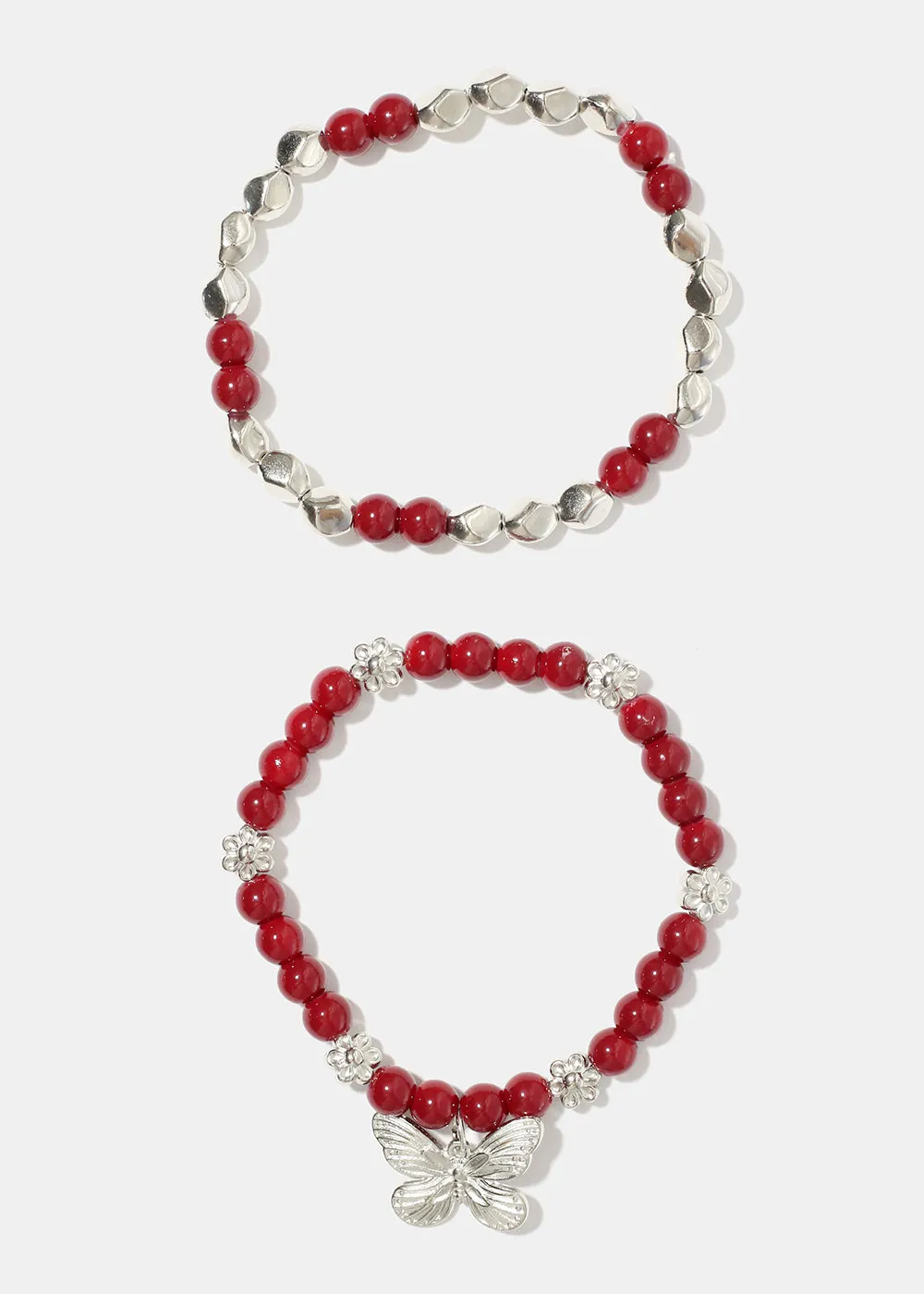 Dark Bead Bracelet with Butterfly