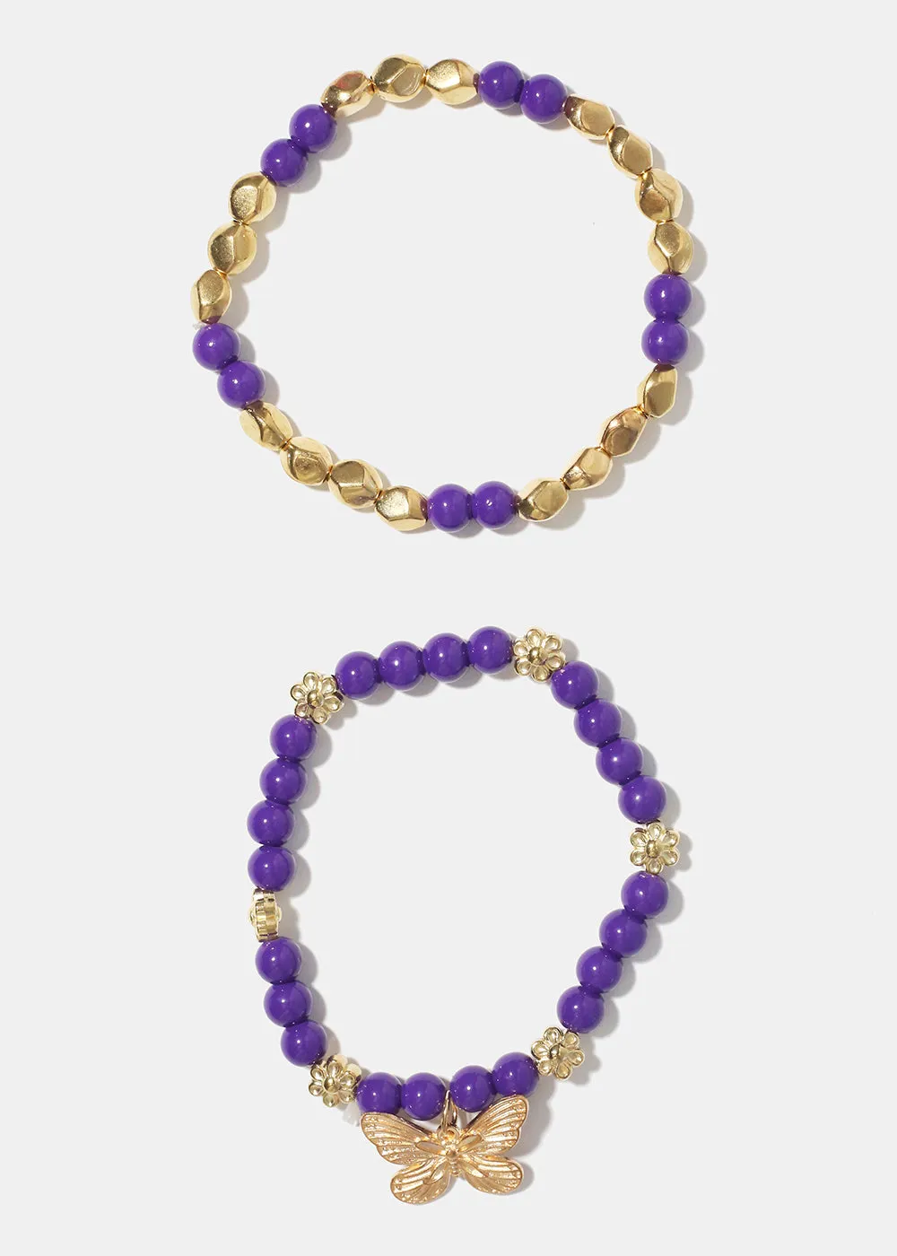 Dark Bead Bracelet with Butterfly