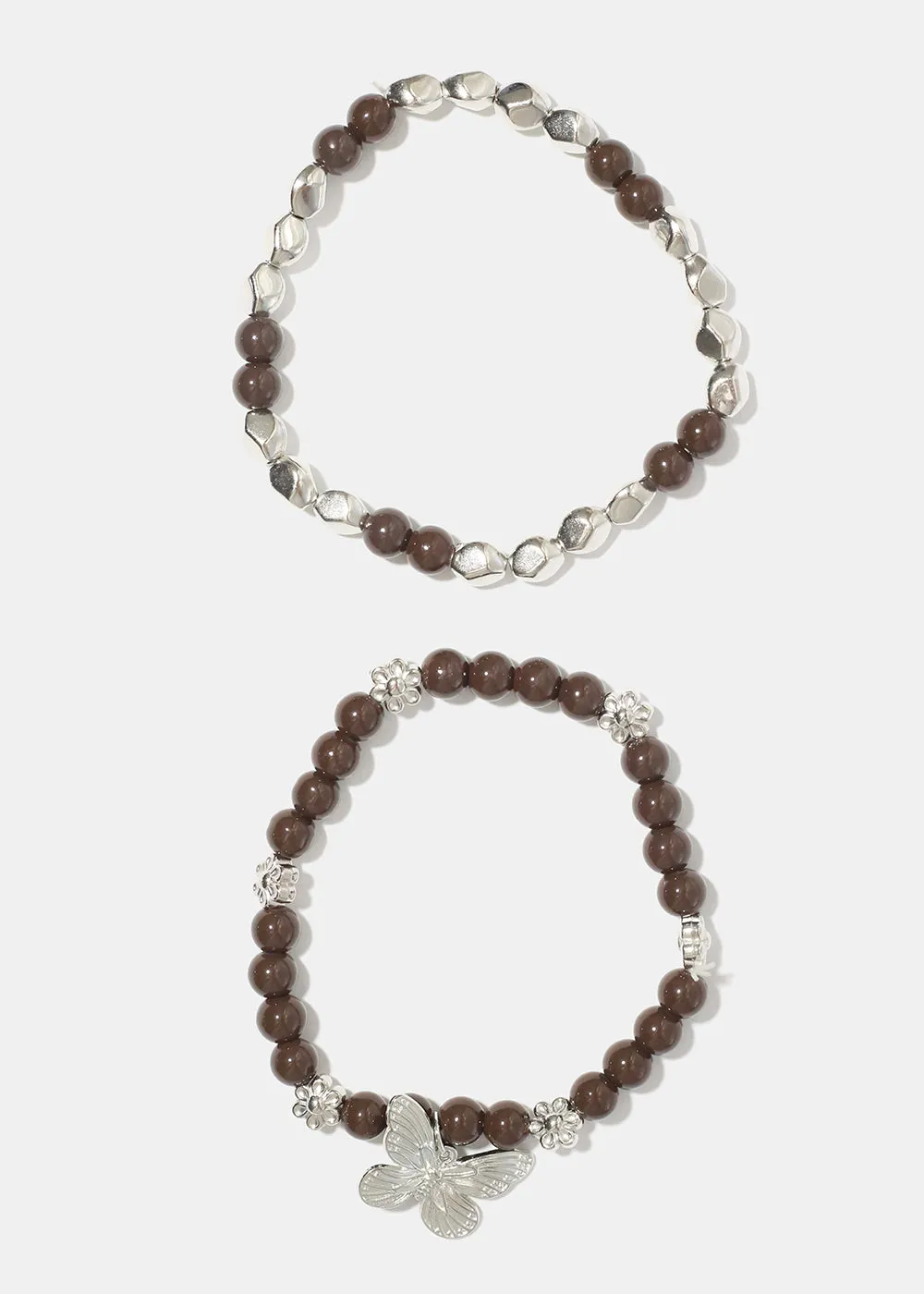 Dark Bead Bracelet with Butterfly