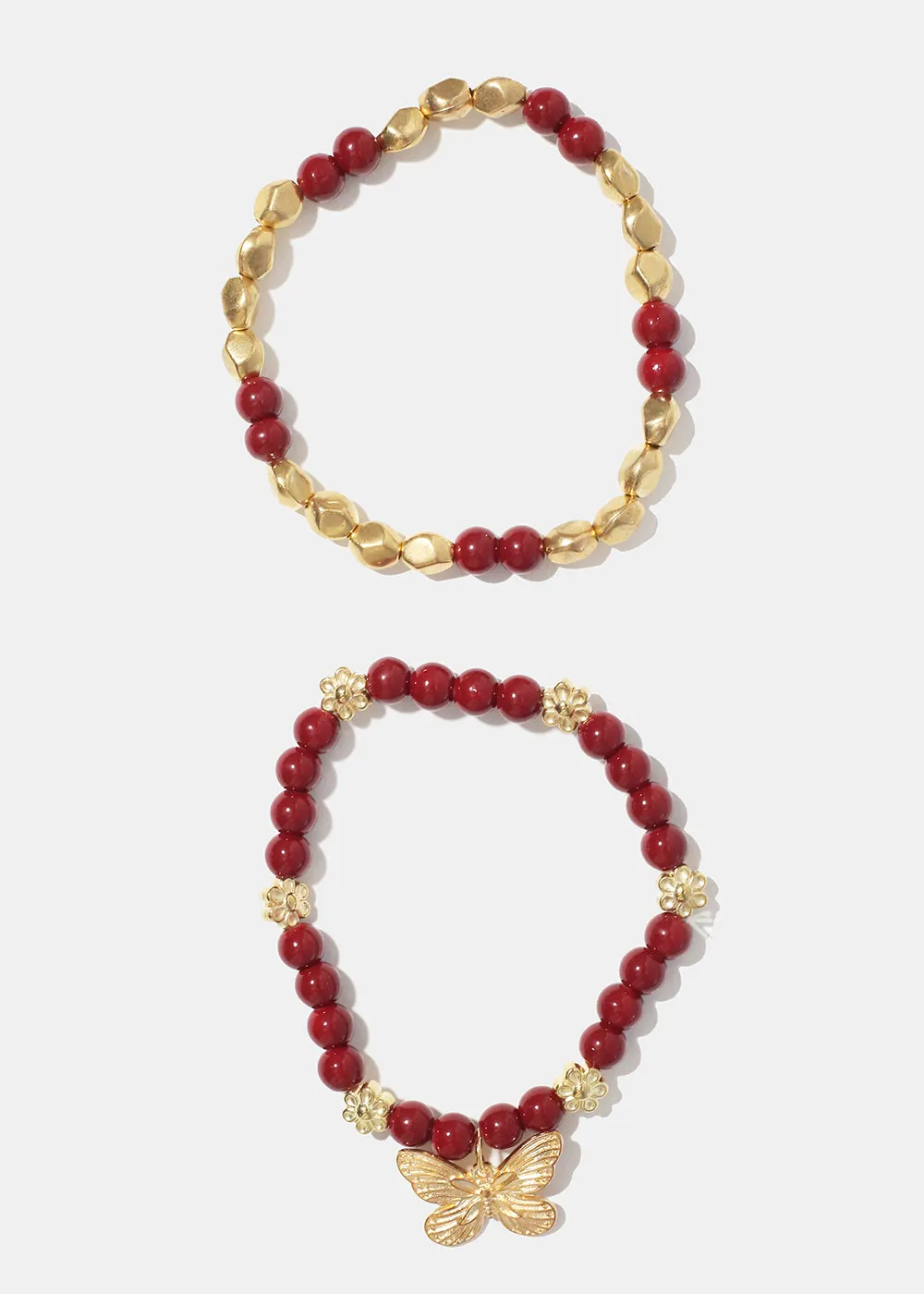 Dark Bead Bracelet with Butterfly